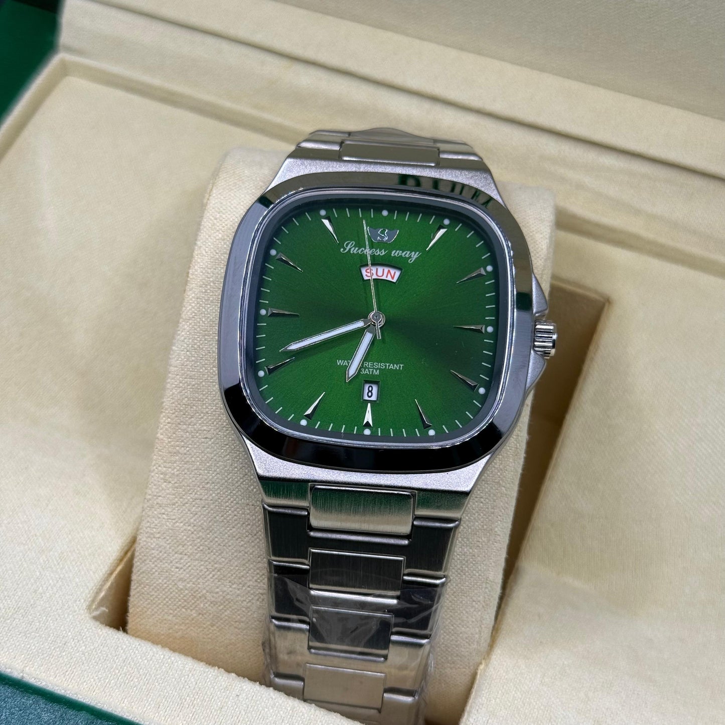 Success way silver with green dial DAY & DATE - watch forge