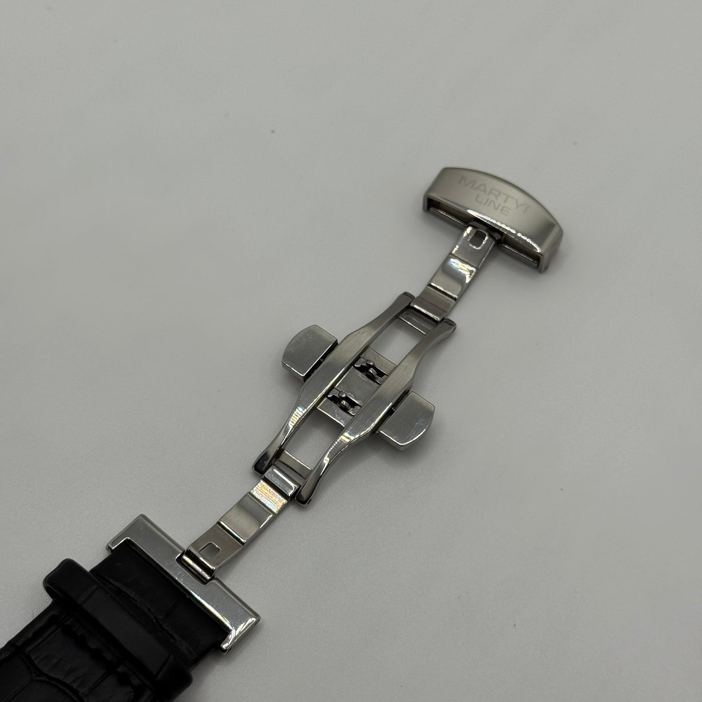 MARTIN black dial with black leather strap watch - watch forge