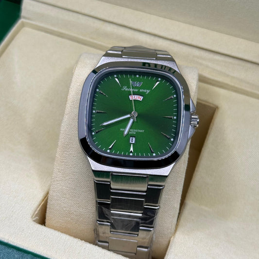 Success way silver with green  dial DAY & DATE - watch forge