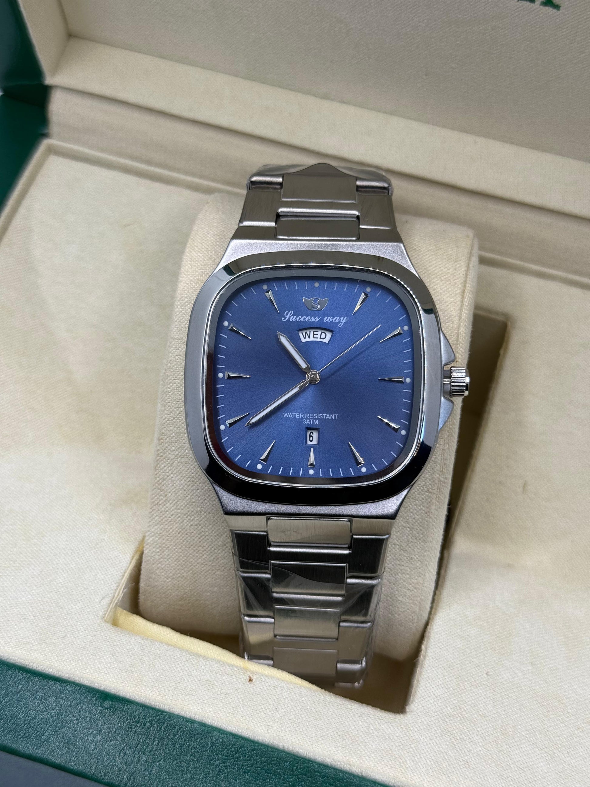 Success way silver with blue  dial DAY & DATE - watch forge