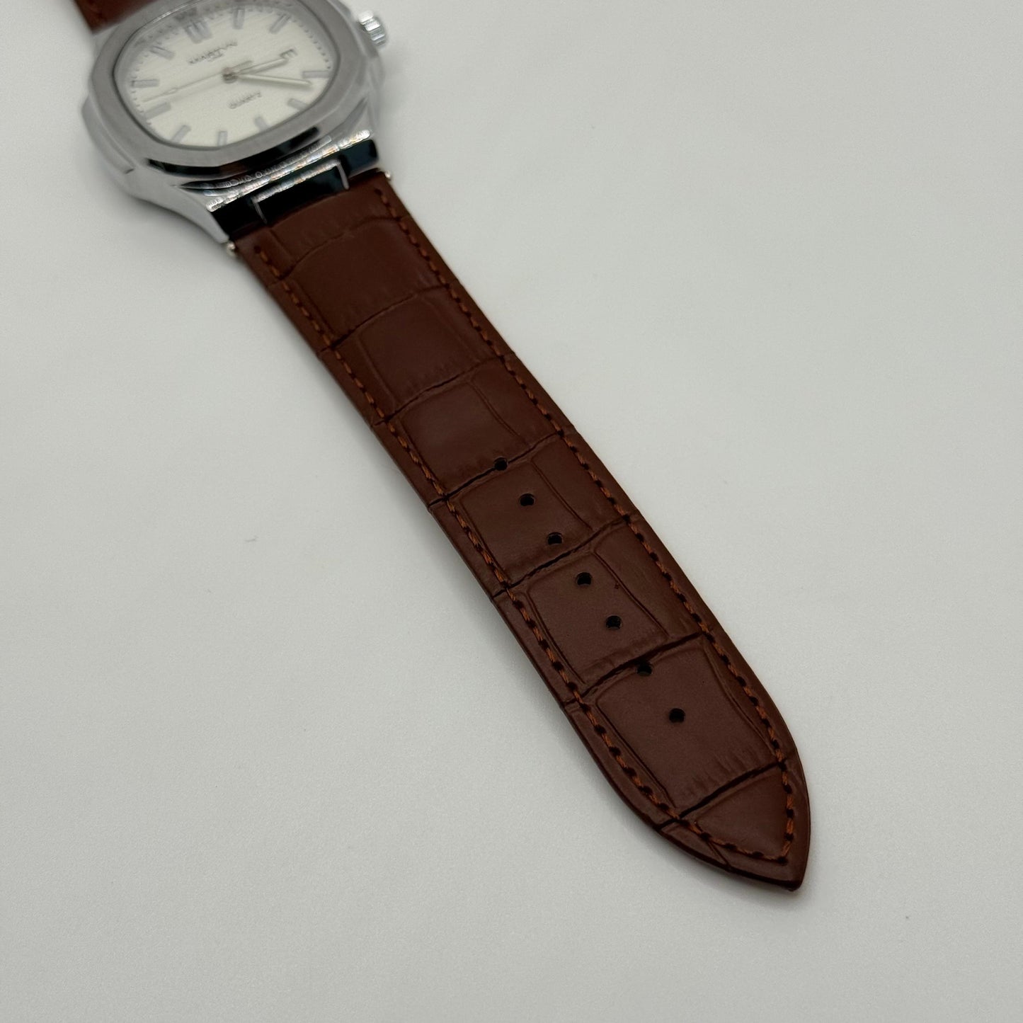 MARTIN white dial with brown  leather strap watch - watch forge