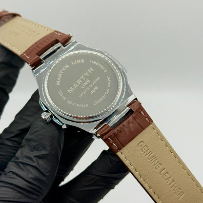 MARTIN white dial with brown  leather strap watch - watch forge