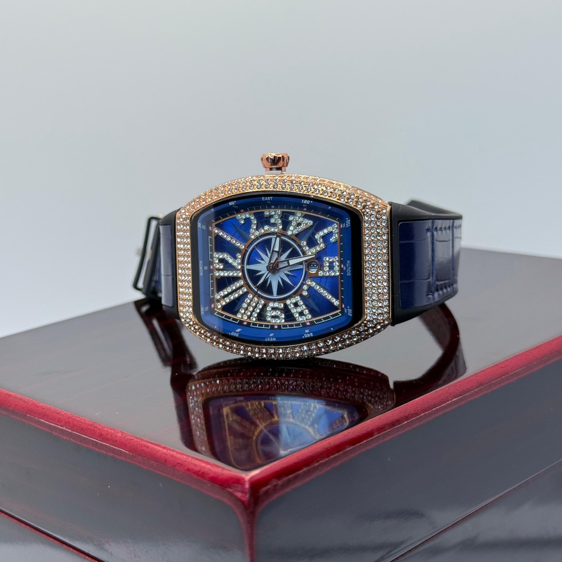 FM Blue strap with golden diamond watch - watch forge