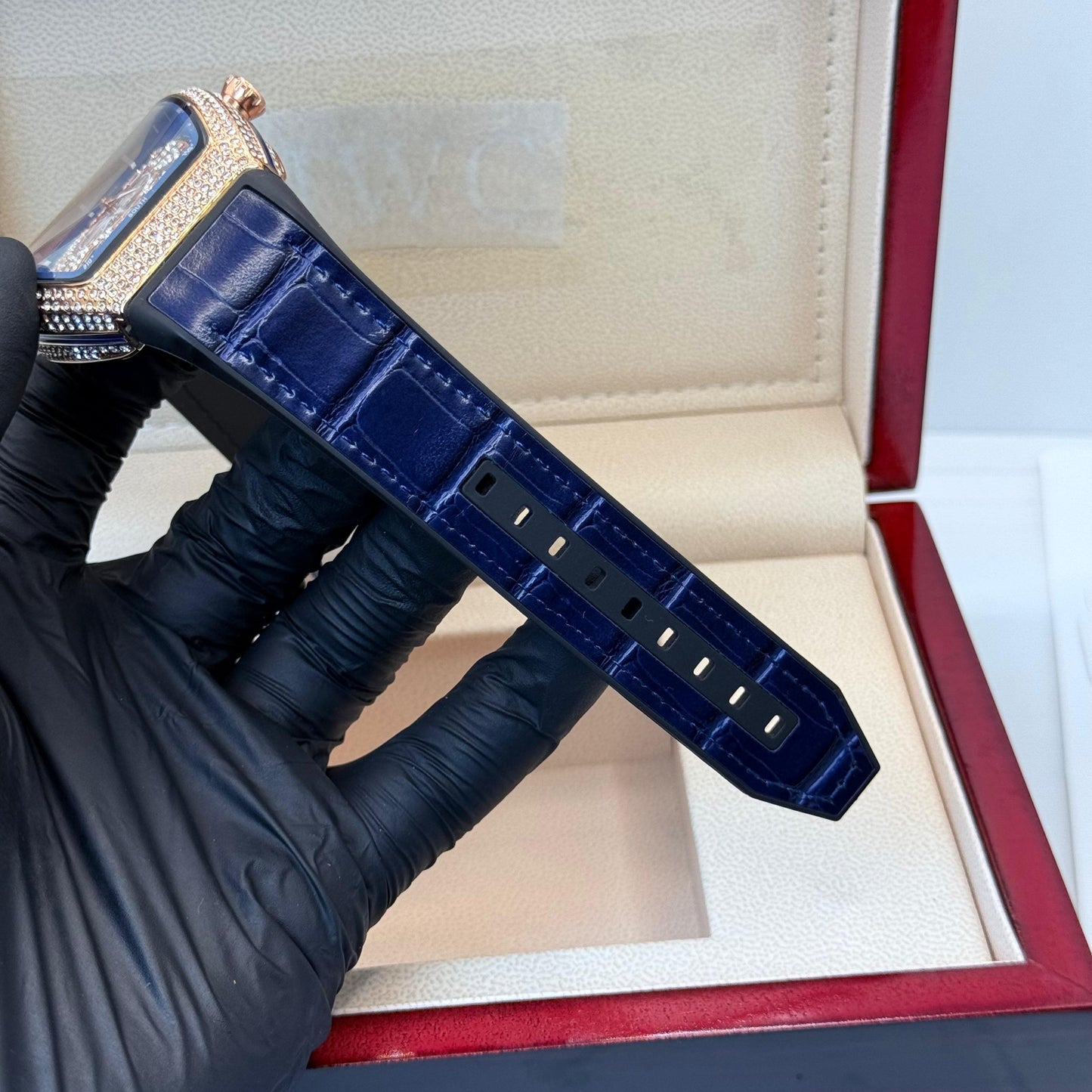 FM Blue strap with golden diamond watch - watch forge