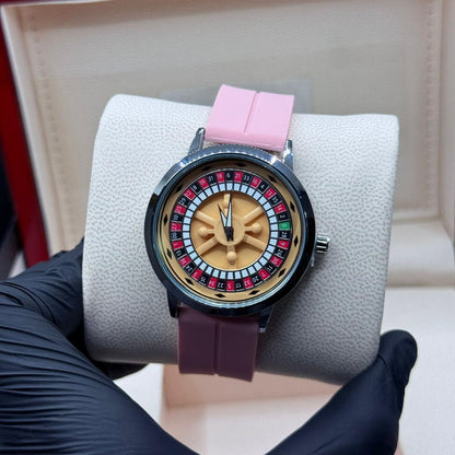 Casino watch with pink strap - watch forge
