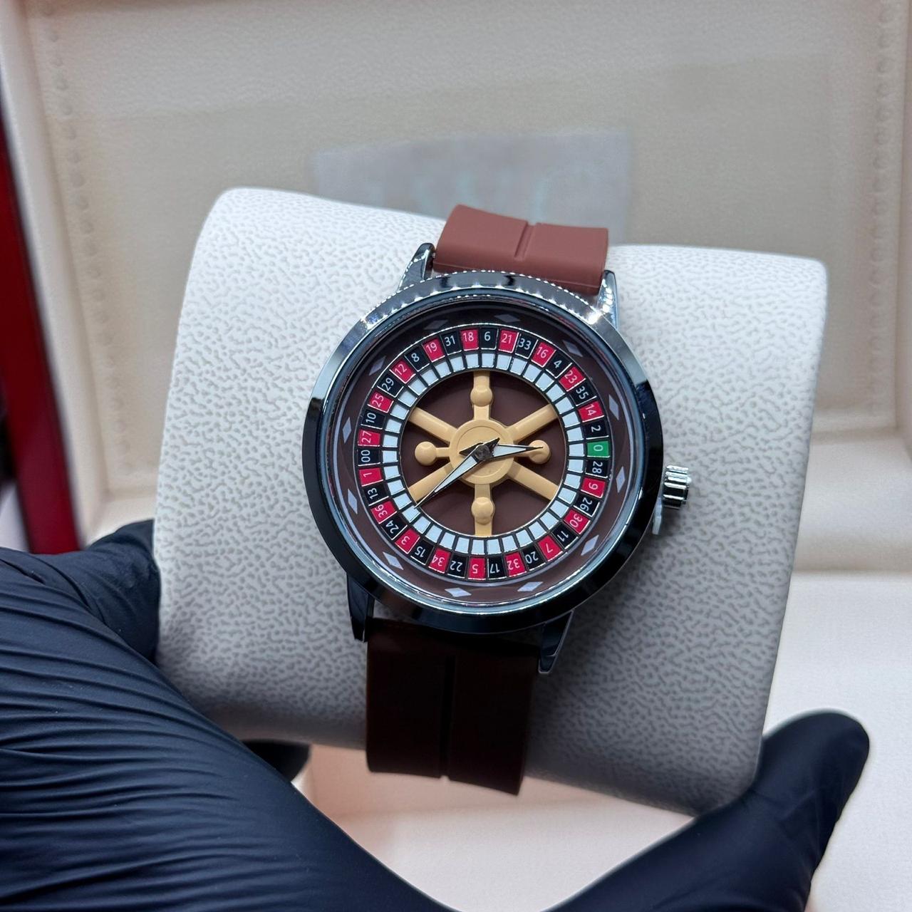 casino watch with Brown strap - watch forge
