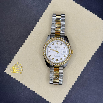 Rolex oyster perpetual truetone with white dial with date - watch forge