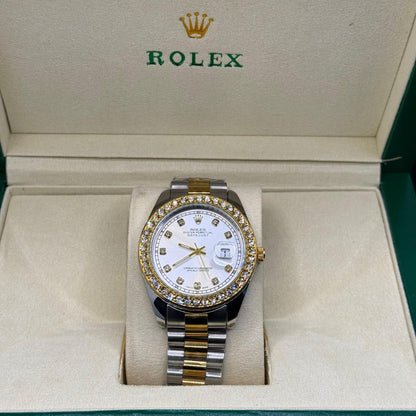 Rolex oyster perpetual truetone with white dial with date - watch forge