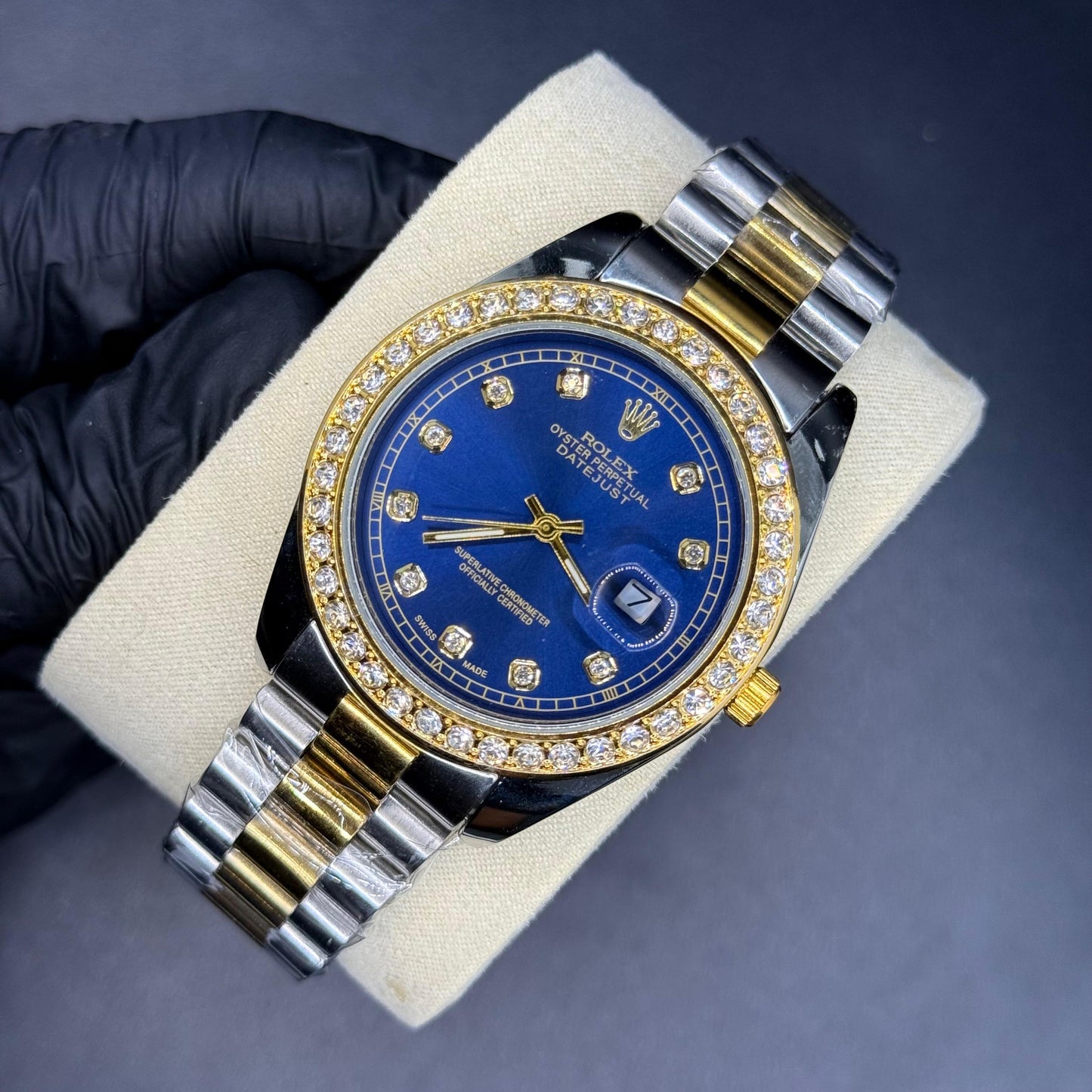 Rolex oyster perpetual truetone with blue dial with date - watch forge