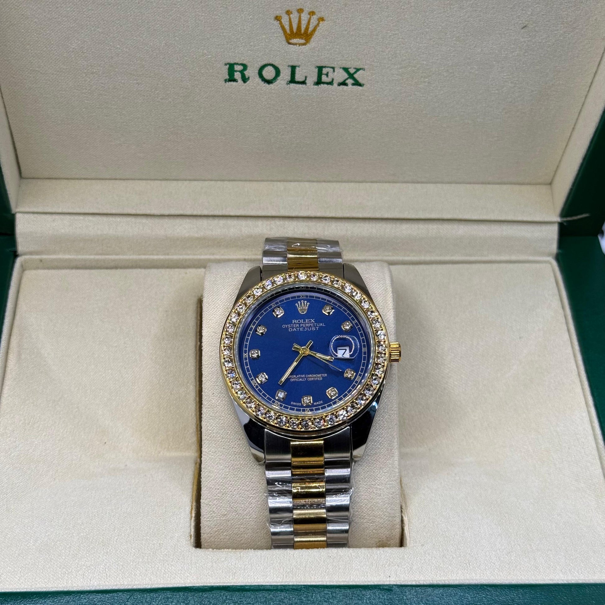 Rolex oyster perpetual truetone with blue dial with date - watch forge