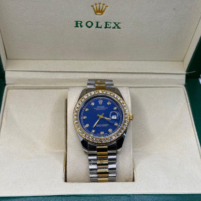 Rolex oyster perpetual truetone with blue dial with date - watch forge