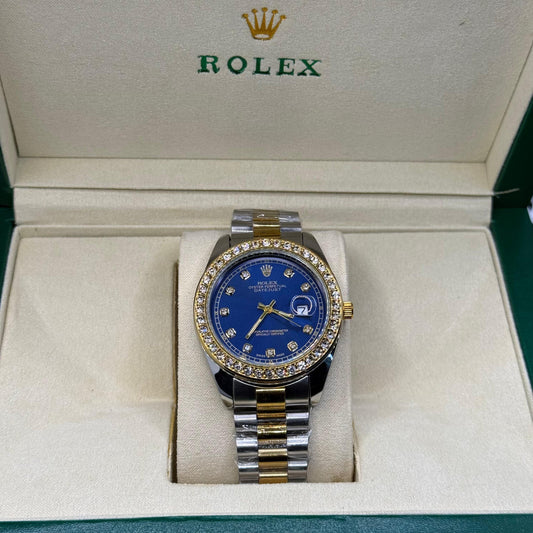 Rolex oyster perpetual truetone with blue dial with date - watch forge