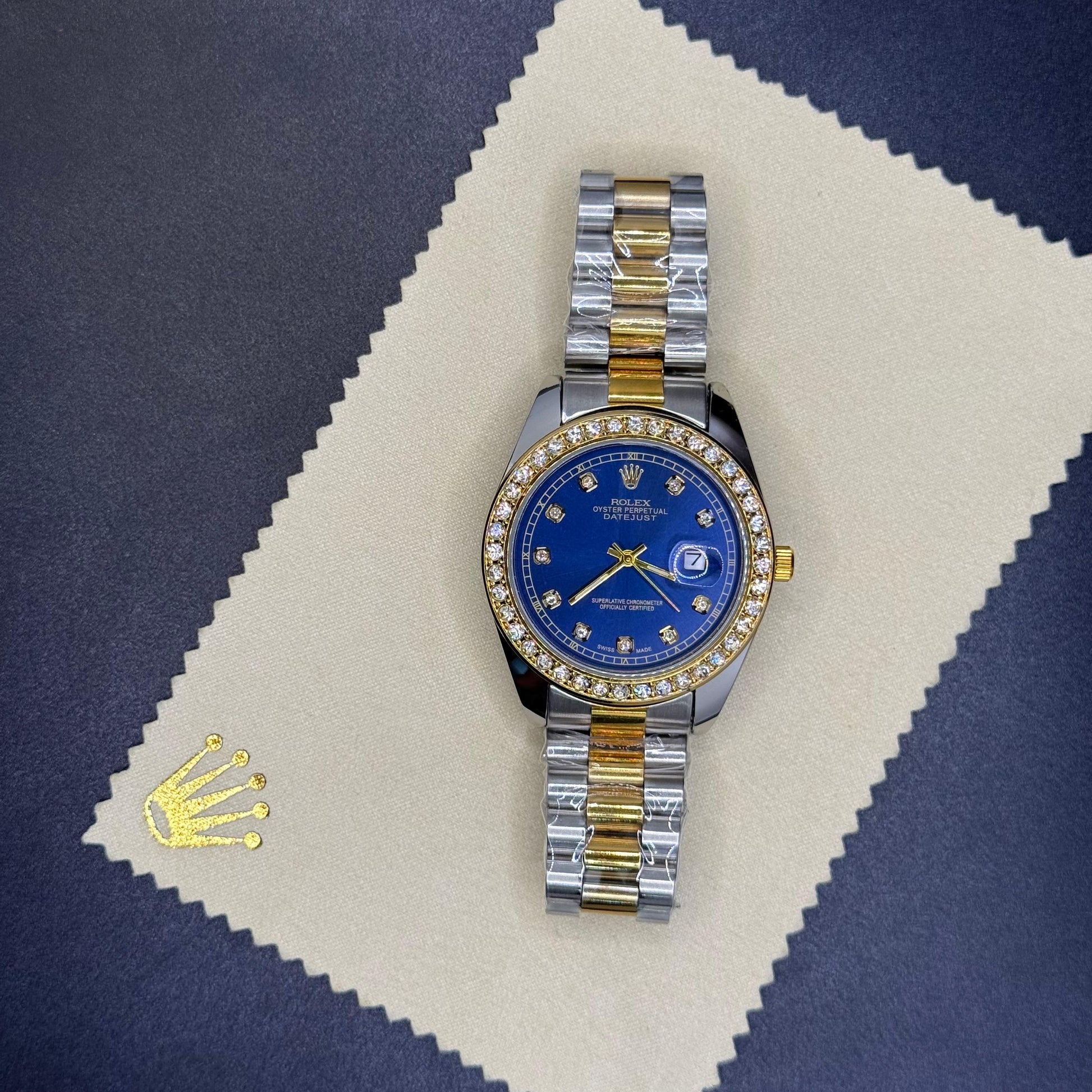 Rolex oyster perpetual truetone with blue dial with date - watch forge