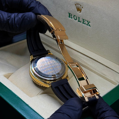 Rolex submariner strap with rotating golden & black dial  date just - watch forge