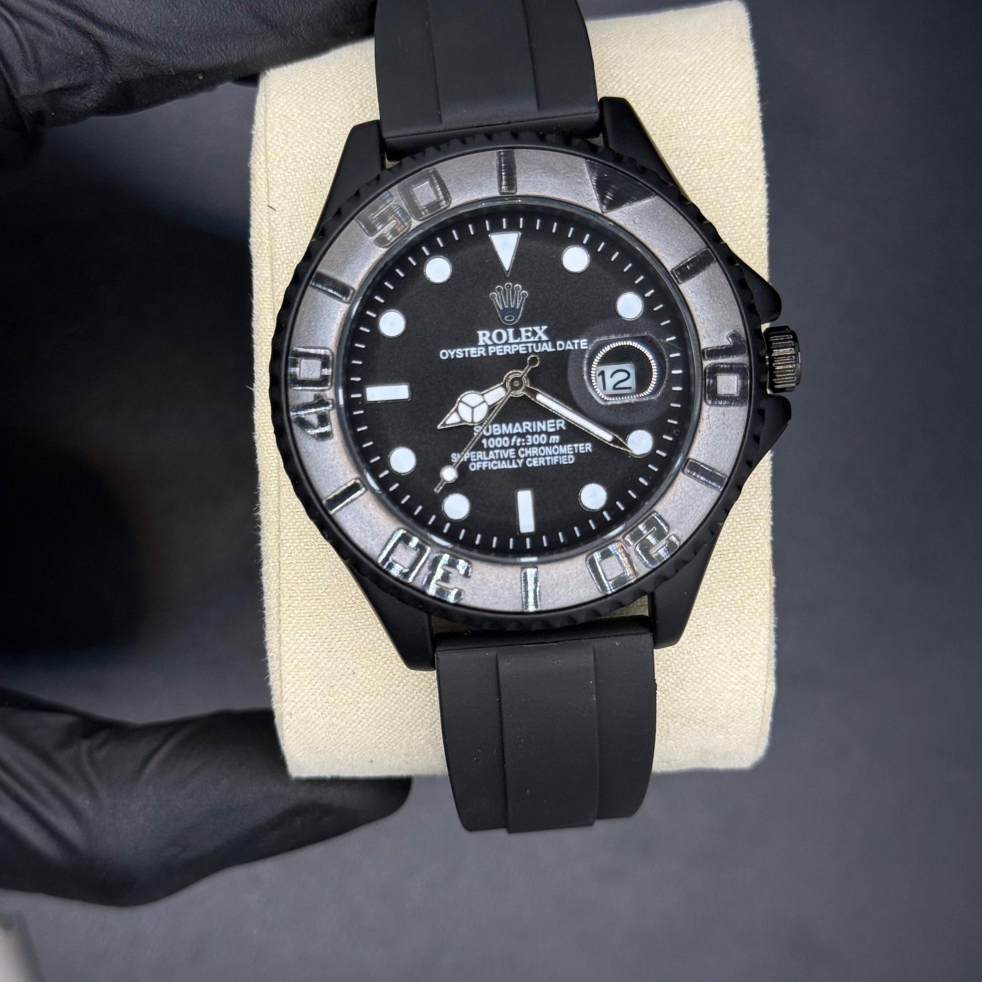 Rolex submariner strap with rotating  black dial  date just - watch forge