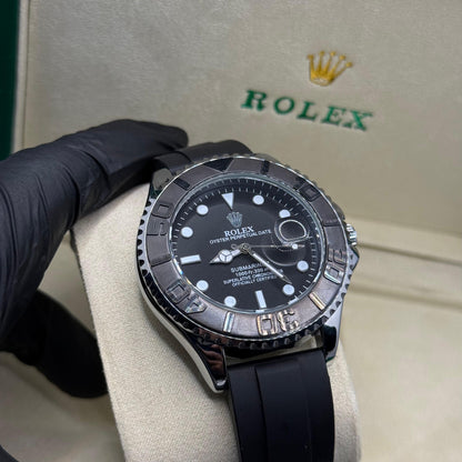 Rolex submariner strap with silver rotating & black dial  date just - watch forge
