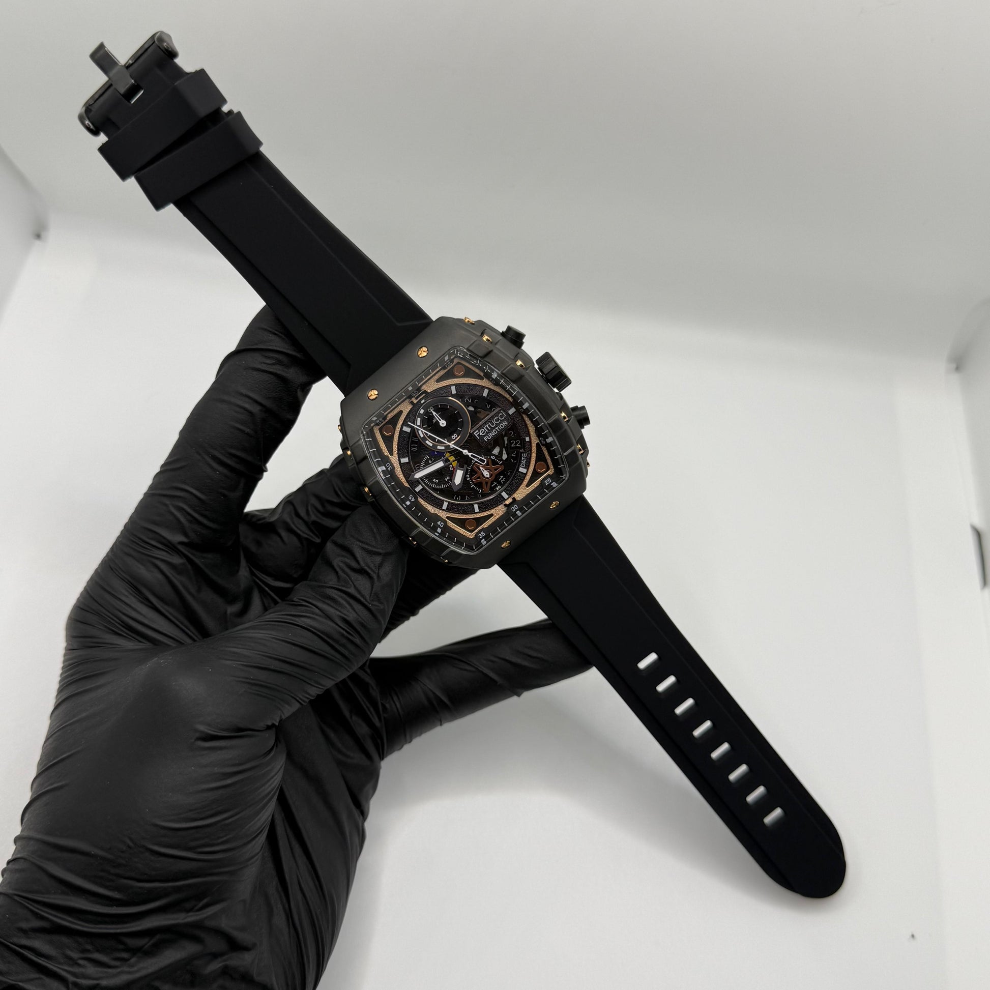 Ferrucci Stop watch  black  strap  with 1 year warranty - watch forge