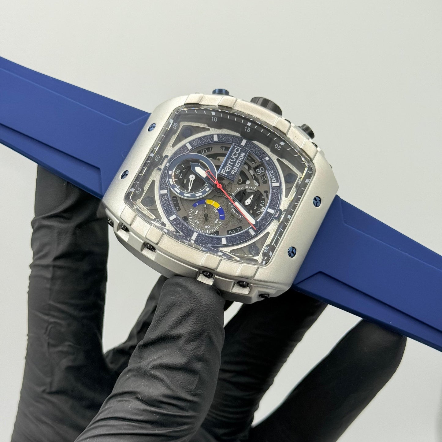 Ferrucci Stop watch blue strap  with 1 year warranty - watch forge