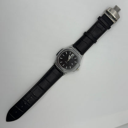 MARTIN black dial with black leather strap watch - watch forge