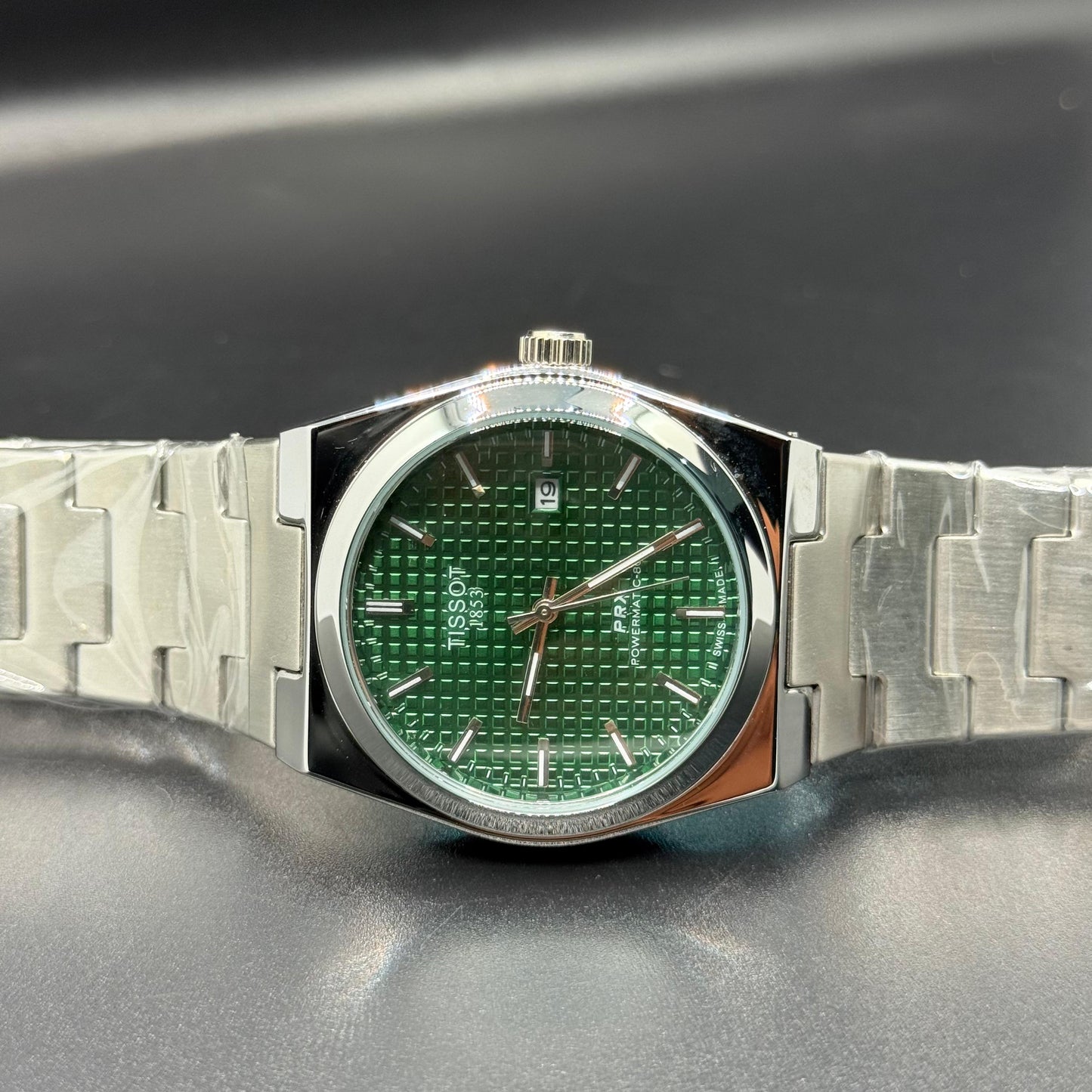 TISSOT PRX Green dial with silver chain - watch forge