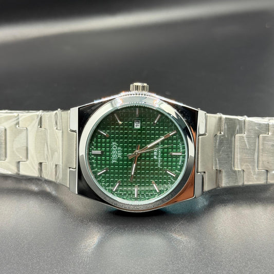 TISSOT PRX Green dial with silver chain - watch forge