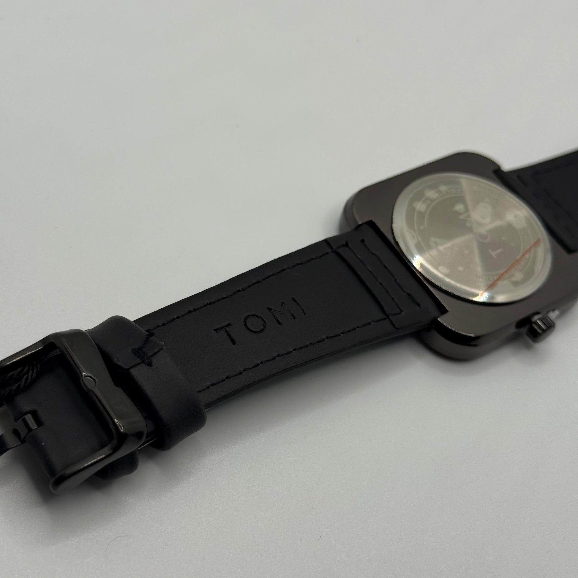 TOMI black colour strap with square dial watch - watch forge