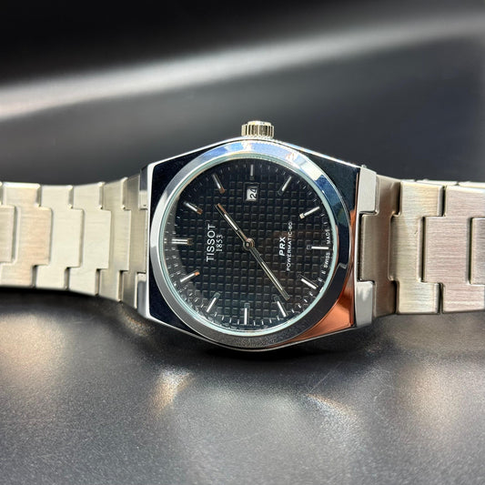 TISSOT PRX BLACK  dial with silver chain - watch forge